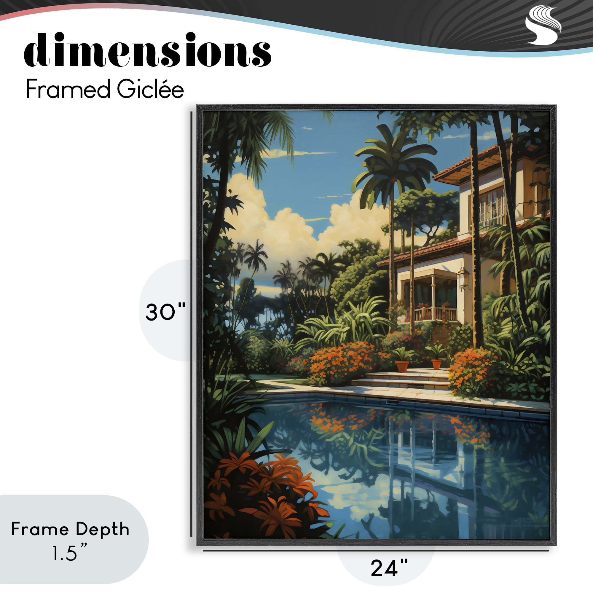 Stupell Industries Tropical Tranquility Villa Black Framed Giclee Art, design by Creative Studio