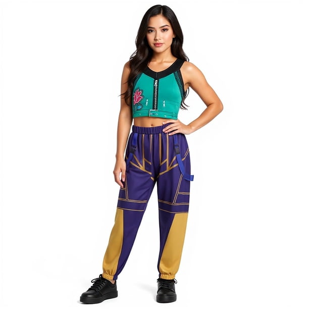 Kpop Demon Hunters 2PCS Kpop Demon Hunters Costume Zoey Cosplay Costume Women Halloween Anime Outfit Set#Purple 2XL