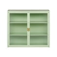 thumbnail image 4 of GZXS Modern Wall Mounted Cabinet, 27.56" Metal Storage Cabinet with 2 Fluted Tempered Glass Doors and Detachable Shelves, Mint Green, 4 of 8