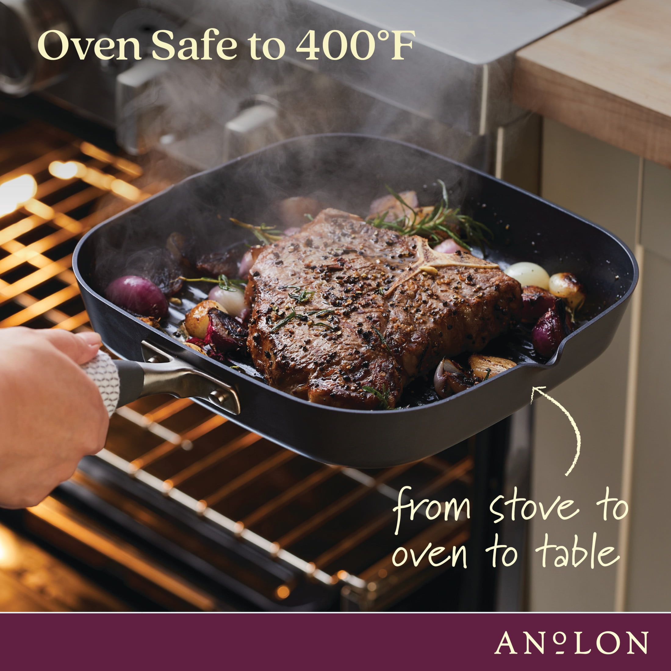 Anolon Advanced Home Hard-Anodized 11″ Nonstick Deep Square Grill Pan
