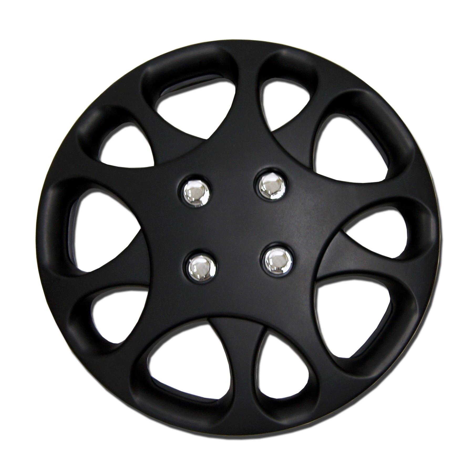 Set of 4 Matte Black Hubcaps 14" WSC821B14 Hub Caps Wheel Skin Cover