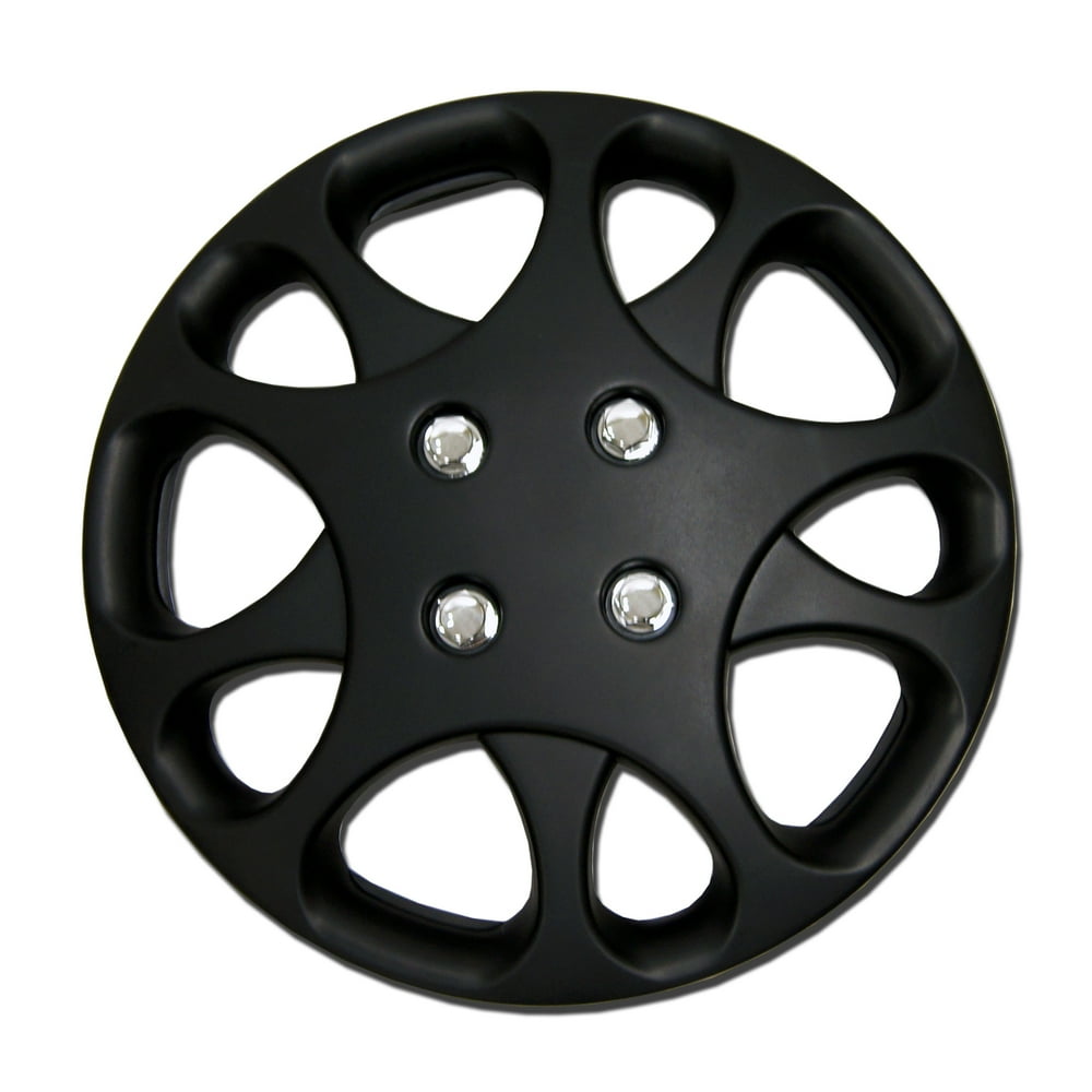 Set of 4 Matte Black Hubcaps 14" WSC821B14 Hub Caps Wheel Skin Cover 14 Inches 4 Pcs Set