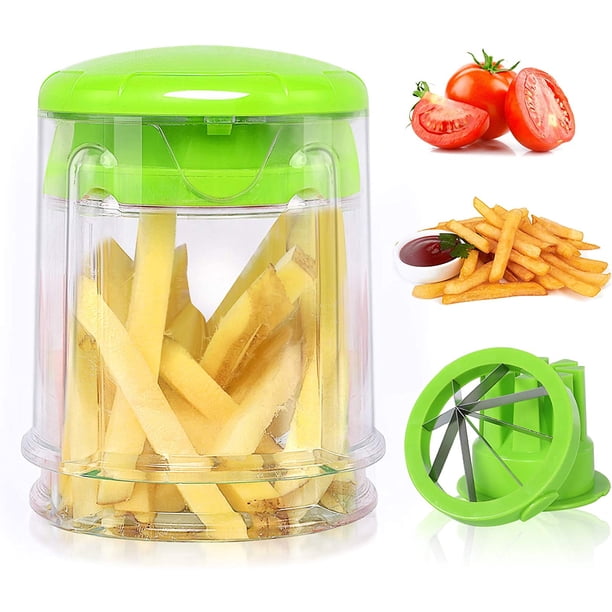 Cortador de papas fritas Cortador de manzanas - Cortador de papas y manzanas Rebanadas de tomates, cebolla, pepino, muy fácil de limpiar, ya que es apto para lavavajillas. Ormromra LXY115