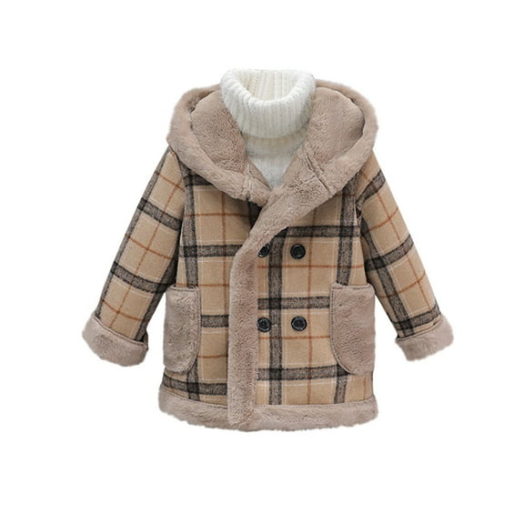 ibuvkizy Boys Girls Winter Coat,Boys' Woolen Coat for Winter Children's Coat with Thick Woolen Fabric Medium to Long Winter Clothing Coffee,4 Years