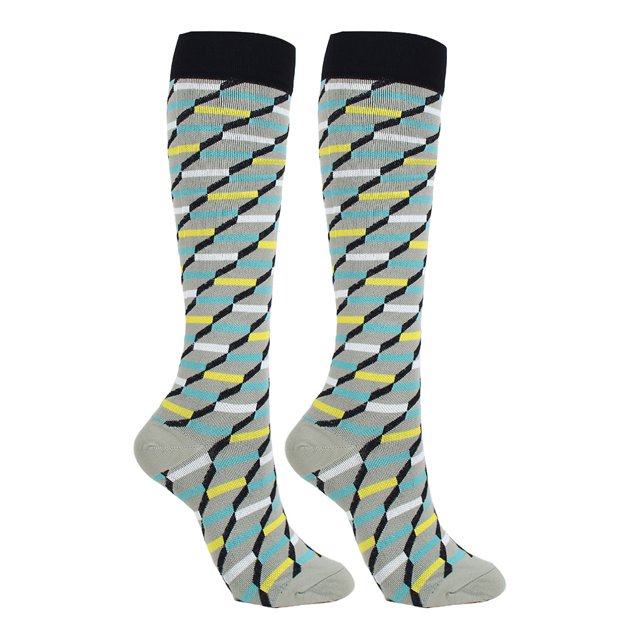 Calcetines de compresión Jumpingount 20-30 mmHg hasta la rodilla Gris Negro S/M