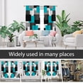 thumbnail image 4 of Teal and Black Window Curtain Turquoise Aqua White and Grey Gray Geometric Art Aesthetic Abstract Kids Boys Teen Living Room Bedroom Window Drapes Treatment Fabric 1 Pair, 42" W x 63" L, Modern, 4 of 6