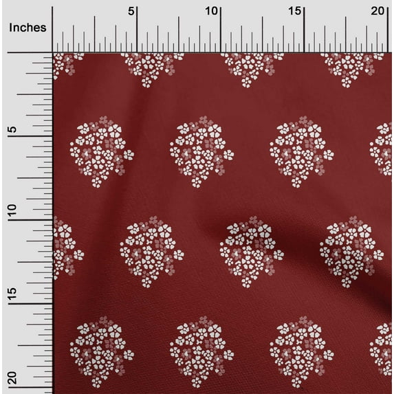 oneOone Organic Cotton Poplin Twill Fabric Flower Artistic Print Fabric By The Yard 42 Inch Wide