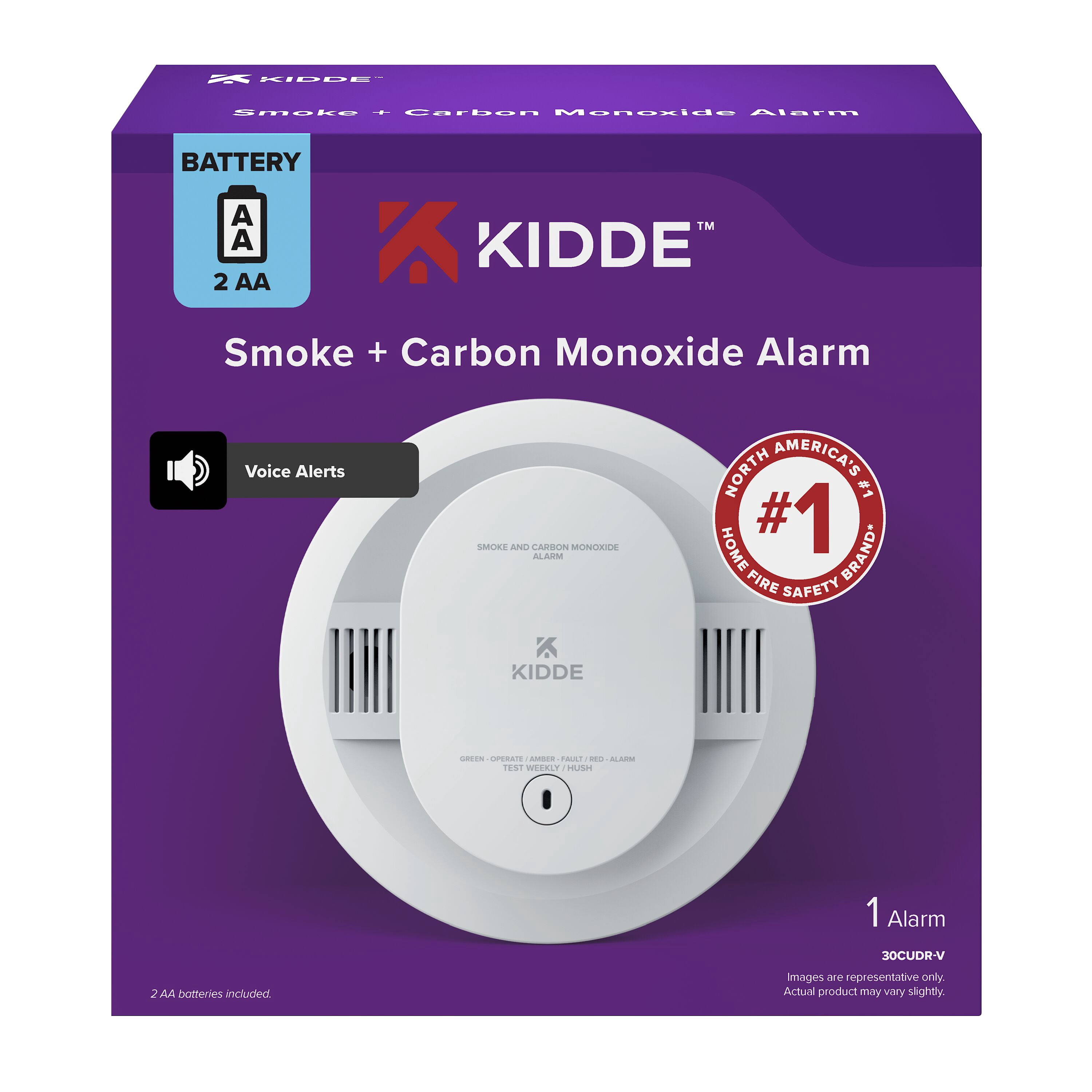 Kidde Battery-Operated Combination Smoke & Carbon Monoxide Detector, Voice Alerts