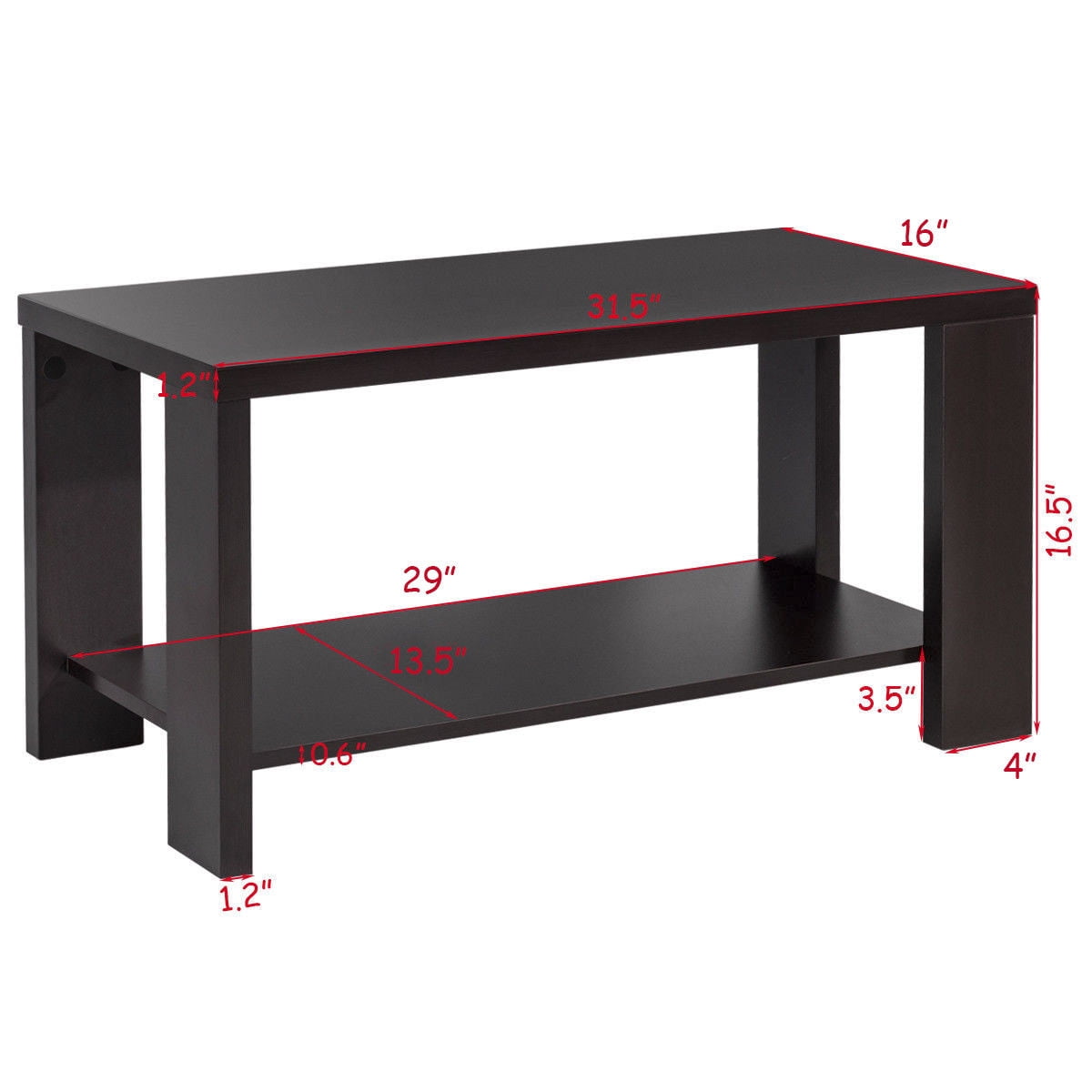 Gymax Rectangular Tail Table Coffee Living Room Furniture Gymax Rectangular Tail Table Coffee Living Room Furniture With Storage Shelf