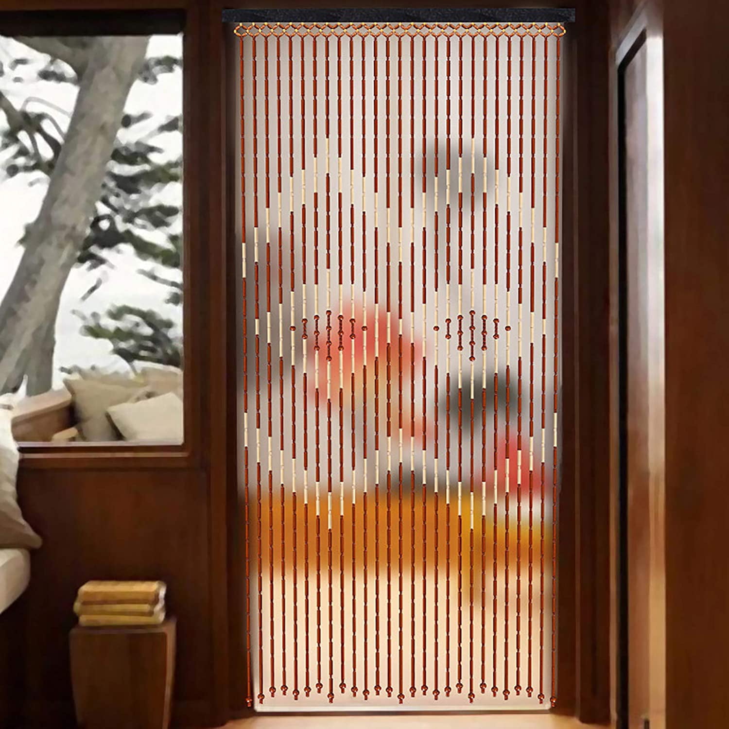 Wuzstar Wood Bead Curtain,Doorway Window Curtains Door String Curtains Chinese Classical