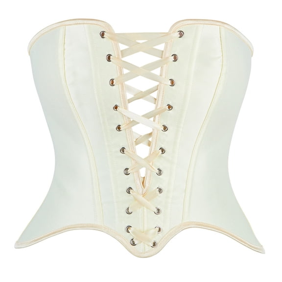 Trendfront Womens Lace Up Corset Waist Cincher Top Strapless Backless Bustier Body Shaping Vintage Costume Outfit