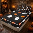 thumbnail image 3 of Erosebridal Halloween Pumpkin Zipper Full Size Comforter Sets with Fitted Sheet and 2 Pillowcases, Cute Ghost Zipper Bedding Set for Boys Girls, Black Orange, Halloween Reversible, 3 of 7