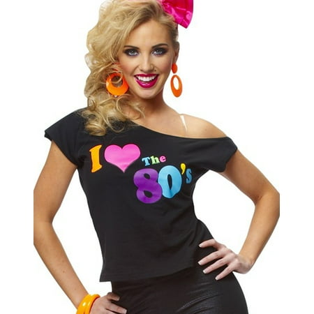 I Love The 80'S Shirt Retro New Wave Womens Fancy Dress Halloween Costume