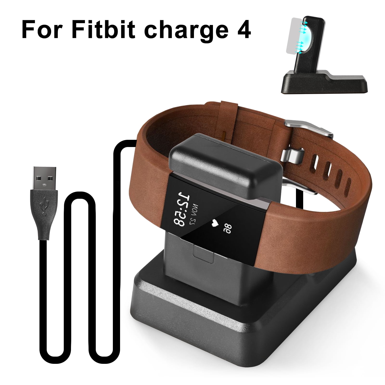 Charger Stand Compatible with Fitbit Charge 4, Charging Dock with 3.3 Feet  USB Cable, Replacement Station Cradle Holder Compatible with Fitbit Charge  