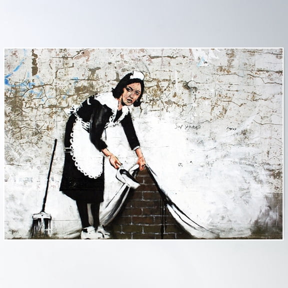 Banksy Sweep It Under The Carpet Maid Poster Wall Art, Modern Wall Decor For Living Room Bedroom, 24x36 UNFRAMED