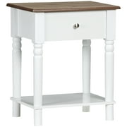 HOMCOM Table de chevet avec tiroir et étagère ouverte, table d'extrémité latérale avec pieds en bois pour salon, chambre, blanc