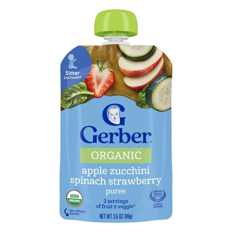 Gerber Stage Baby Food, Organic Apple Zucchini Spinach
