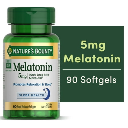 Nature's Bounty Melatonin Sleep Aid Softgels, 5 Mg, 90 Ct