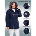 thumbnail image 5 of Wantdo Women's Big and Tall Winter Jacket Quilted Hooded Winter Coat Windproof Puffer Parka Jacket Navy 5XL, 5 of 8