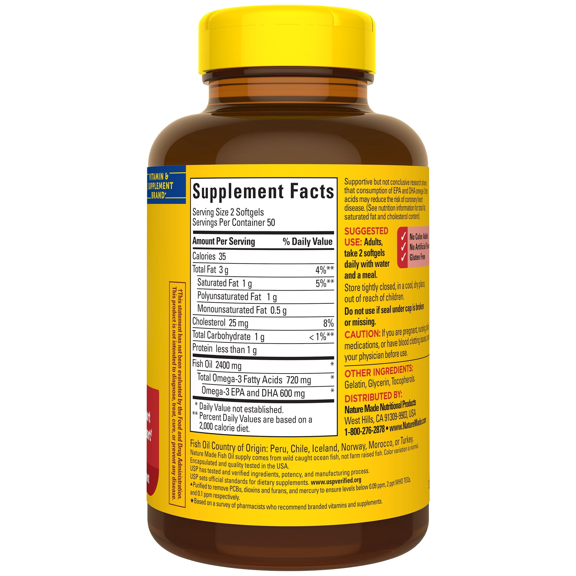 Nature Made Fish Oil 1200 mg Softgels, Fish Oil Supplements, 100 Count