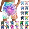 thumbnail image 1 of UVEASISHA Men's Colorful Beach Shorts Summer Trendy Tie Dye Print Swim Trunks Sports Running Bathing Suits Drawstring Straight Leg Board Shorts with Pockets Summer Sales Clearance Multicolor 3XL, 1 of 6