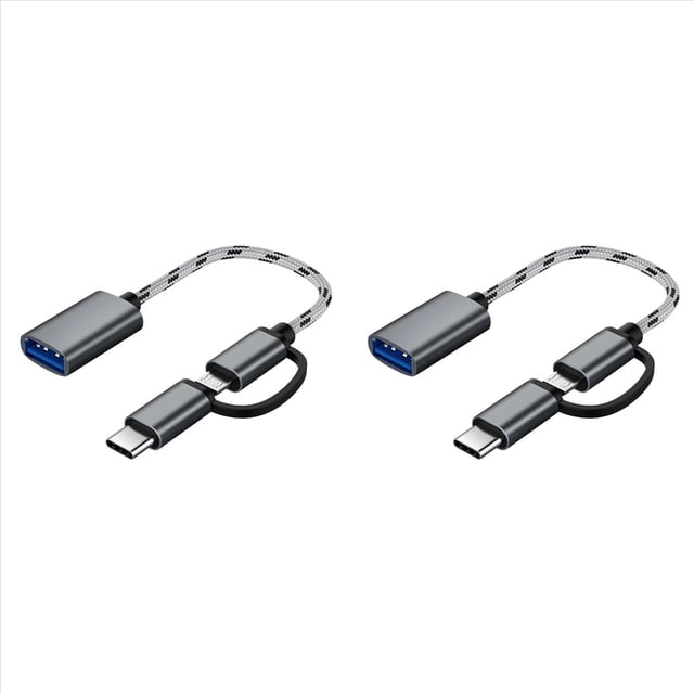 2X Cable USB OTG 2 en 1 Tipo C / Micro-USB una USB 3.0 Adaptador Cable de Transferencia de Datos de DiseñO para TeléFono Andriod (Gris)