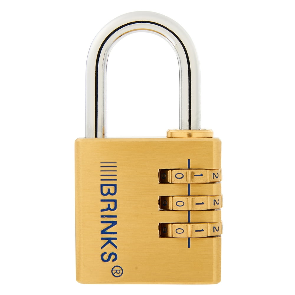 Brinks Solid Brass 3Dial Resettable Combination Padlock, 40mm Body