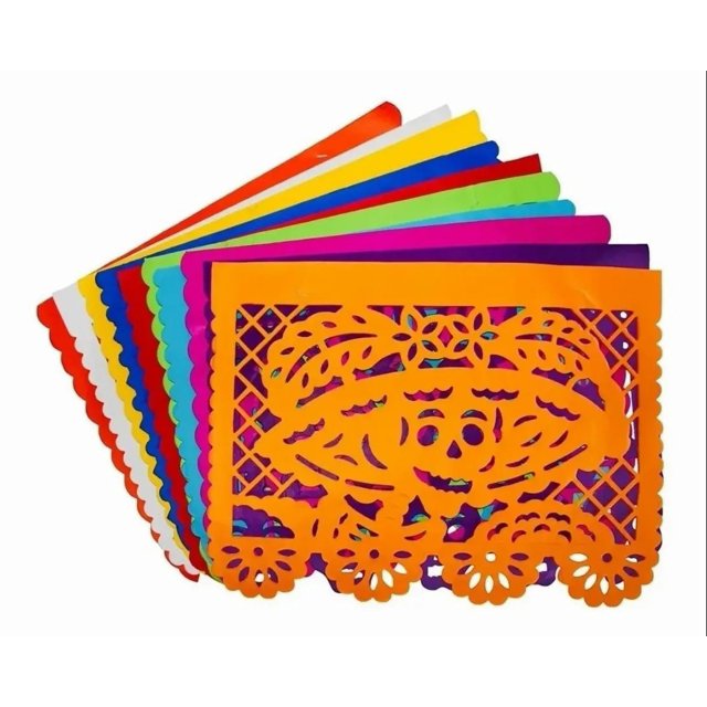 Papel Picado Día De Muertos Difuntos Adornos Colores Surtidos y Varios Diseños AleJaz picado100