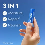 NIVEA Moisture Lip Care, Hydrating Lip Balm, with Shea Butter, Vitamin C & E, 0.17 oz