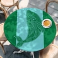 thumbnail image 2 of Green Whale Round Tablecloth, Fitted Table Cover with Elastic for 55"-60" Round Tables, Mandalas Boho Modern Abstract Aqua Stripe Table Cloth Outdoor Indoor Dinning Party Waterproof Tablecloths, 2 of 7