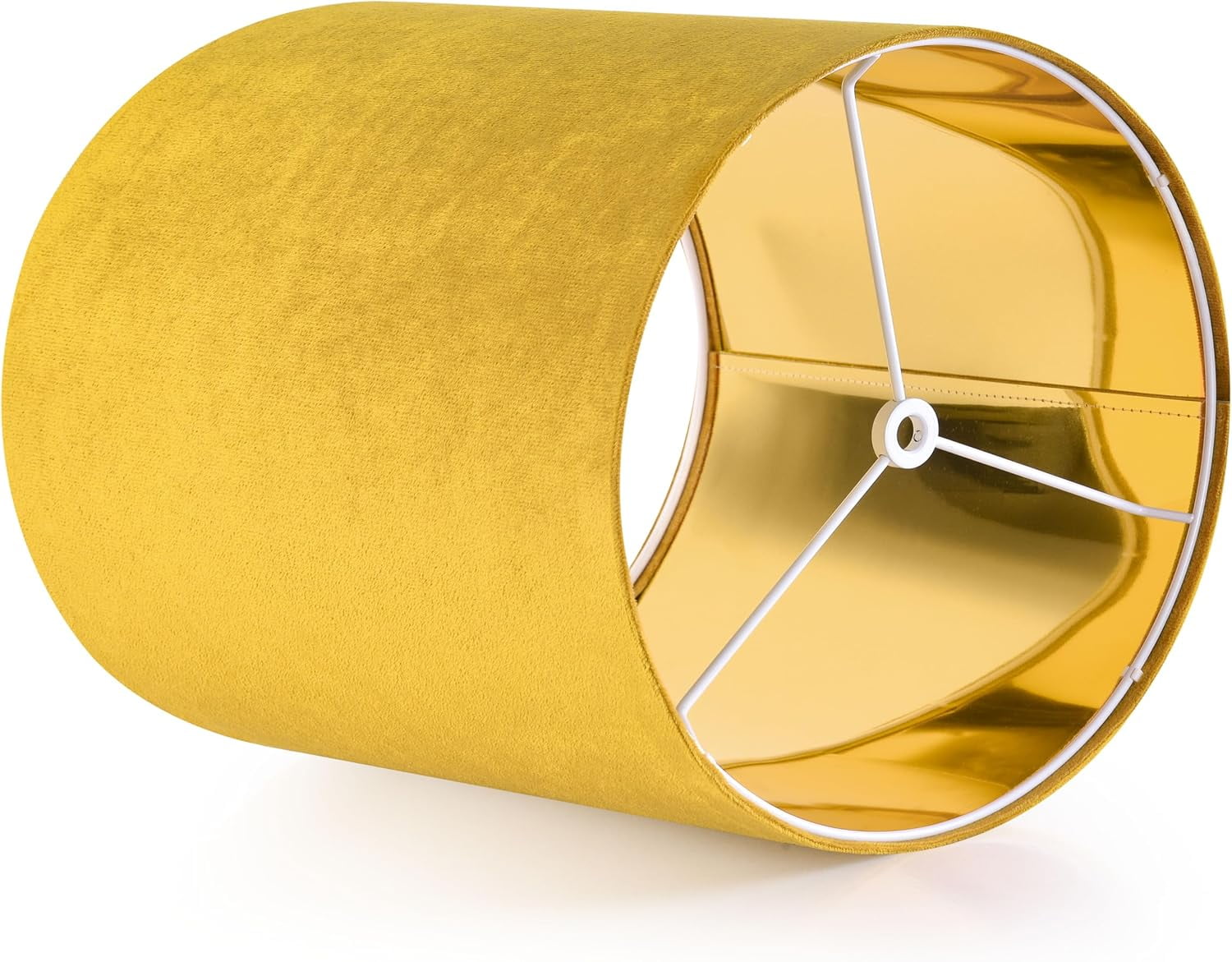 GOSO Tall Drum Natural Velvet Yellow Lamp Shades Set of 2- Lampshades for Table Lamps-10 * 10 * 10 inch (Spider) Small Drum Shade-Modern Lampshade-DIY Shade-Replacement,Easy Assembly-Handcraft-Rustic