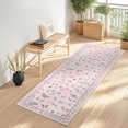 thumbnail image 1 of GlowSol  2x6 Charming Botanical Butterfly & Insect Washable Area Rug, Non-Slip Low-Pile Stain Resistant Floor Carpet for Living Room Bedroom Nursery Home Decor, Pink, 1 of 9
