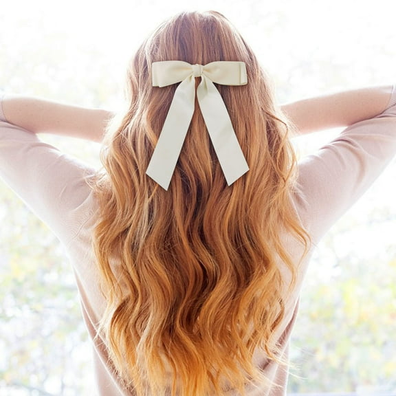 Hair Bow Clips, Christmas Hair Bows, Satin Ribbon Bow Hair Clips for Women Girls, Large Sturdy Hair Accessories with Tassel, Soft Fabric, Perfect for Parties Weddings Gifts