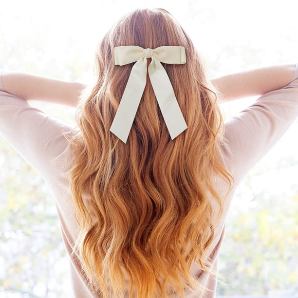 Lazos para el cabello, pinzas para el cabello, lazos navideños, pinzas para el cabello para mujer, lazo color crema, lazo para el cabello, pinzas con lazo color beige, pinzas con lazo de cinta para el