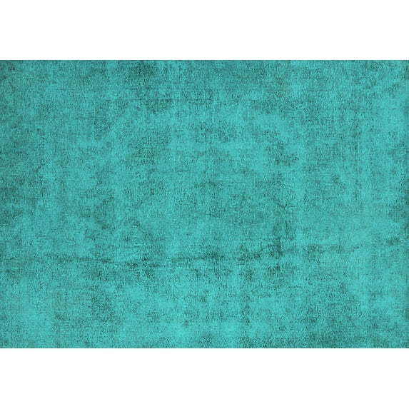Ahgly Company Indoor Rectangle Oriental Turquoise Blue Industrial Area Rugs, 2' x 4'