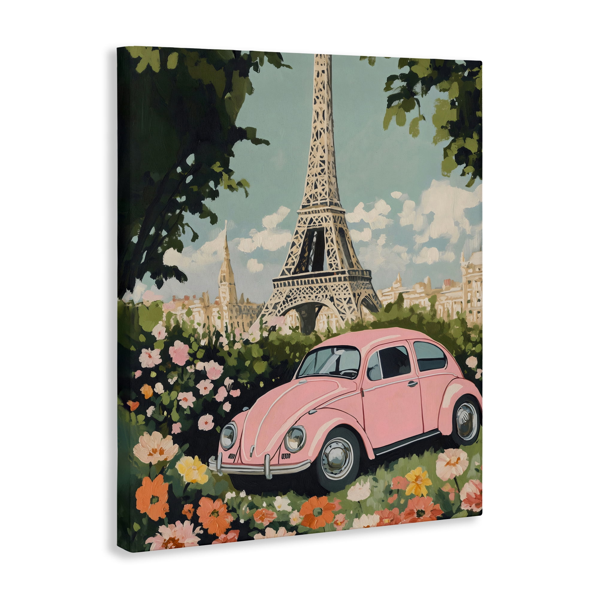 Stupell Industries Paris Pink Car in Bloom Canvas Wall Art, design by The Prints Vibe