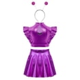thumbnail image 3 of iiniim Girls 3 Pcs Alien Metallic Outfit Tops With A Line Skirt And Hair Hoop Set Rhinestones Purple 12, 3 of 7