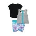 thumbnail image 6 of Reebok Baby and Toddler Girl Graffiti Print Tank, Tee and Shorts, 3 Piece Outfit Set, 12 Months-5T, 6 of 9