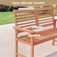 thumbnail image 6 of Auranook Wood Outdoor Bench, 2-person Garden Bench w/Ergonomic Backrest & Armrests, Slatted Seat, Outside Patio Bench, 6 of 9