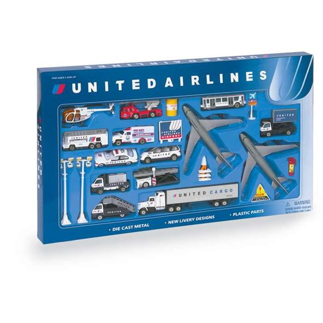Daron United Airlines Airport Playset Toy Game Kids Play Gift Die-Cast Metal Of 