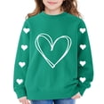thumbnail image 2 of GiLiling Girls Preppy Heart Sweatshirt, Oversized Pullover Sweatshirt, Kids Fall Winter Long Sleeve Cute Trendy Hoodie with Pocket (Blackish Green, 5-6 Years), 2 of 6