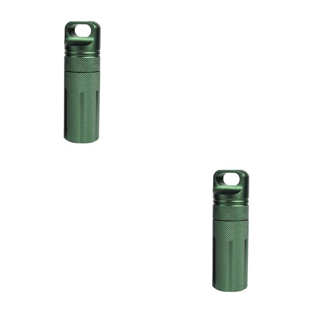 Yuarrent Cajas de almacenamiento de pastillas para el hogar Pastillero de aleación de aluminio Contenedor organizador de transporte de tabletas Verde 2piezas