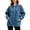 Blue, variant on Jackets for Women Quarter Zip Denim Jacket Long Sleeve Loose Fit with Pockets Casual Outerwear