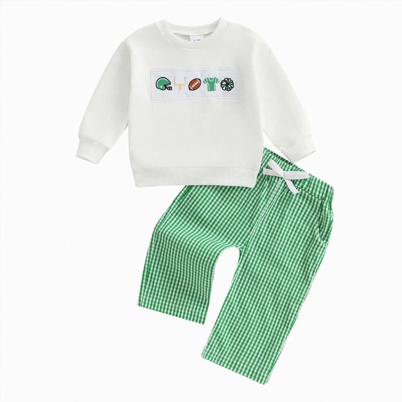 TOWED22 Toddler Boy Outfits Cartoon Print Long Sleeve Sweatshirt Tops Casual Pants Baby Boy Clothes 2pcs Set Casual Clothing(White,2-3 Y)