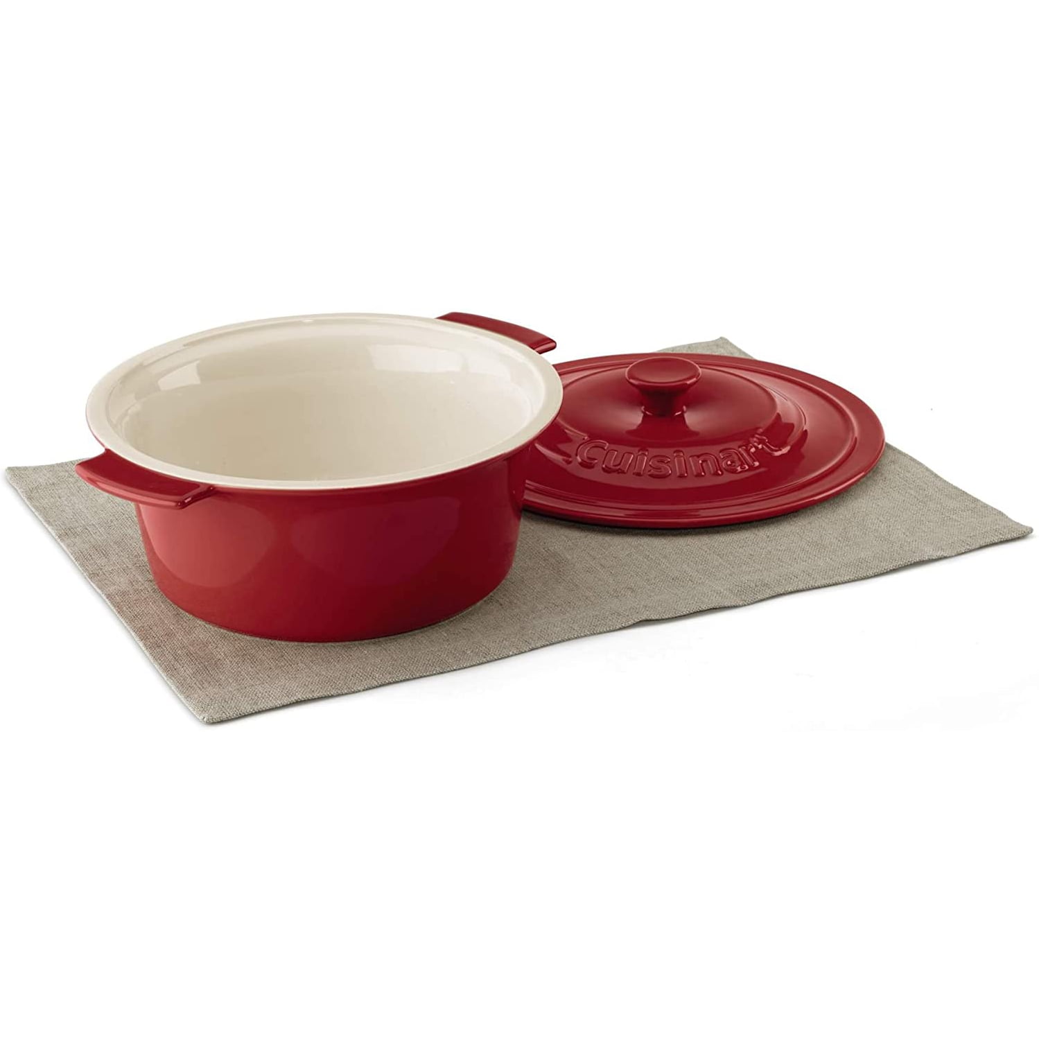 Cuisinart stoneware 14 RED oval baker 3.5 qt ceramic casserole baking dish  VGUC
