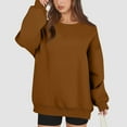 thumbnail image 5 of Lumtrix Womens Oversized Sweatshirts Crewneck Fleece Pullover Hoodies Trendy Cute Long Sleeve Drop Shoulder Sweater Tops Brown S, 5 of 5
