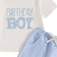 thumbnail image 4 of Nwiuh Toddler Baby Boy Girl First Birthday Outfit Short Sleeve Plaid Shorts Sets Summer Birthday Clothes 2Pcs White for Size 12-18M, 4 of 4