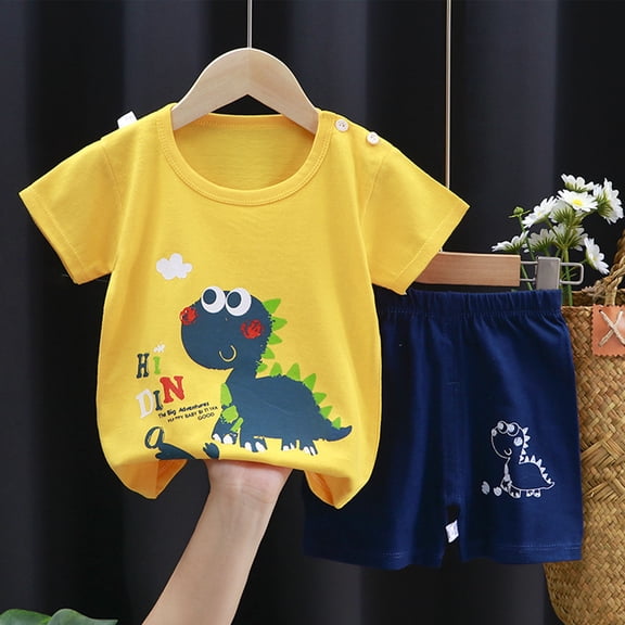 Cethrio Boys Outfit Sets, Short Sleeve 2 Piece Summer Shirts and Shorts Sets Multicolor Size 1-10 T