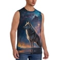 thumbnail image 2 of Fotbe Night Sky Wolf Men's Camiseta sin Mangas Estampada para Hombres, Playera Casual para Gimnasio, Entrenamiento, Playa-Large, 2 of 7