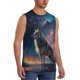 thumbnail image 2 of Fotbe Night Sky Wolf Men's Camiseta sin Mangas Estampada para Hombres, Playera Casual para Gimnasio, Entrenamiento, Playa-Small, 2 of 7